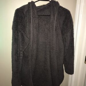 Long Grey Fluffy Cardigan